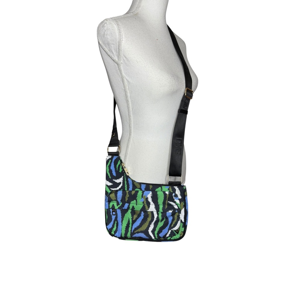 DVF for Target Zebra Print Crossbody Bag Blue Green Animal Print Nylon Messenger